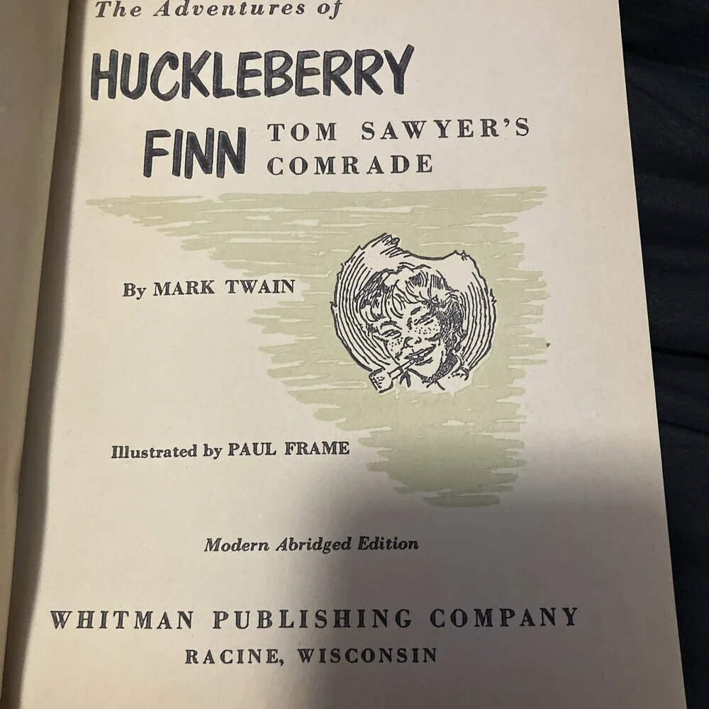 Mark Twain Vintage 1955 Adventures of Huckleberry Finn Book -Whitman Publishing-